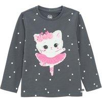 Cool Club Girl's Long Sleeve printed Ballerina Cat Top in Black | Size: 8 Years