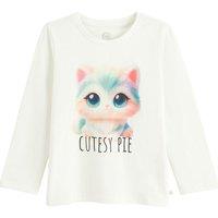 Cool Club Girl's Long Sleeve Printed Graphic T-Shirt in White | Size: 4 Years