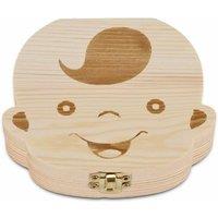 Xample Boy's Baby Wooden Tooth Storage Box Kids Children Teeth Holder Keepsake Organizer Gift in Light Brown