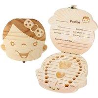 Xample Girl's Baby Wooden Tooth Storage Box Kids Children Teeth Holder Keepsake Organizer Gift in Light Brown