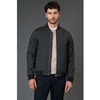 Burton Men's Charcoal Textured Bomber Jacket | Size: Small