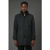 Maine Men's Charcoal Wool Blend Funnel Neck Coat With Insert | Size: 2XL