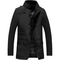MODISHION Men's Stand-up Collar Jacket Coat in Black | Size: Medium