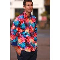 CLAUDIO LUGLI Men's Oil Liquid Print Shirt in Purple | Size: Large