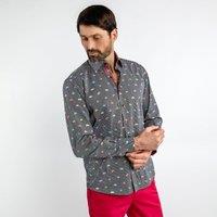 CLAUDIO LUGLI Men's Campervan Stripe Print Shirt in Black | Size: XL