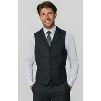 Dobell Men's Grey Notch Lapel Donegal Tweed Waistcoat | Size: XL
