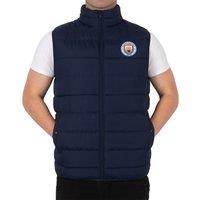 Manchester City FC Men's Adults Padded Gilet Body Warmer in Navy | Size: 2XL
