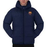 FC Barcelona Men's Adults Hooded Quilted Jacket Winter Coat in Navy | Size: XL