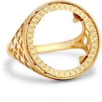Jewelco London Men's Solid 9ct Gold Basket Full Sovereign Coin Mount Ring | Size: V