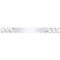 Jewelco London Men's Mens Silver Traditional Flat Curb Chain ID Bracelet 21.5cm - ID33 in White