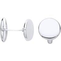Jewelco London Men's Silver Polished Flat Button Swivel Cufflinks