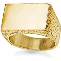 Jewelco London Men's 9ct Gold Engravable Barked Initial Blank Plate Signet Ring | Size: Z+2