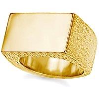 Jewelco London Men's 9ct Gold Engravable Barked Initial Blank Plate Signet Ring | Size: Z+3
