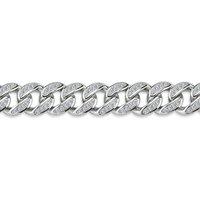 Jewelco London Men's Mens Silver CZ Iced Encrusted Cuban Curb Chain Bracelet 11mm 8.5" in White