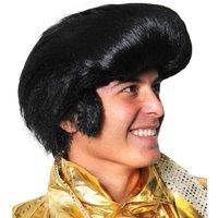 I Love Fancy Dress Men's King of Rock n Roll Wig in Black | Size: 12 Pack