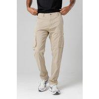 Firetrap Men's Cotton Stretch Utility Cargo Trousers with Oversized Pockets in Beige | Size: W32 L32