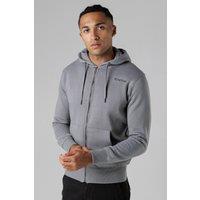 Firetrap Men's Regular Fit Cotton Rich Zip Through Hoody with Drawstring in Grey | Size: Large