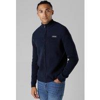 Firetrap Men's Cotton Rich Zip Through Funnel Neck Jumper in Dark Navy | Size: Medium