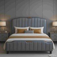 Furniture Maxi Men's Retro PU Leather Upholstered Bed Frame Double Bed Frame in Blue