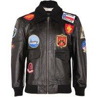 Infinity Leather Men's Top Gun A2 Leather Bomber Jacket-San Diego in Jet Black | Size: Large