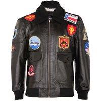Infinity Leather Men's Top Gun A2 Leather Bomber Jacket-San Diego in Jet Black | Size: XL