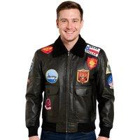 Infinity Leather Men's Top Gun A2 Leather Bomber Jacket-Perth in Black | Size: 2XL