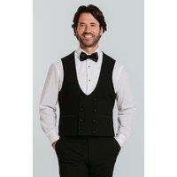 Dobell Men's Black Double Breasted Slim Fit Tuxedo Waistcoat | Size: Small