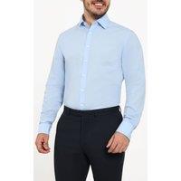 Dobell Men's Blue 100% Cotton Poplin Easy Care Shirt | Size: 16.5 in
