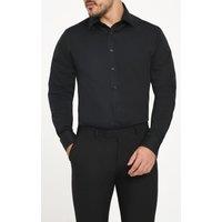 Dobell Men's Black 100% Cotton Poplin Easy Care Shirt | Size: 16 inches
