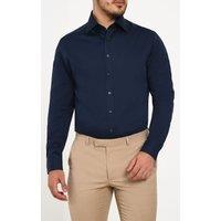 Dobell Men's Navy 100% Cotton Poplin Easy Care Shirt | Size: 16.5 in