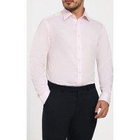 Dobell Men's Pink Herringbone 100% Cotton Easy Care Shirt | Size: 15.5 in