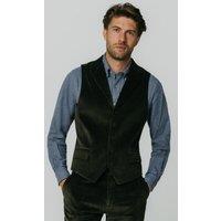 Dobell Men's Green Corduroy Notch Lapel Waistcoat | Size: Medium