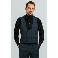 Dobell Men's Teal Double Breasted Tuxedo Waistcoat | Size: 3XL