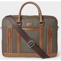 OSPREY LONDON Men's The Frontline Waxed Canvas & Leather Laptop Bag in Khaki