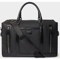 OSPREY LONDON Men's The Frontline Waxed Canvas & Leather Weekender Bag in Black