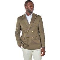 XPOSED Men's EZRA Tailored Fit Double Breasted Suit Jacket in Khaki | Size: 42
