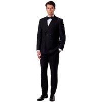 XPOSED Men's Elegant Double Breasted Slim Fit Tuxedo Jacket Trouser Set in Black | Size: 48R
