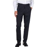 XPOSED Men's LLOYD Tapered Fit Linen Pinstripe Trousers in Black | Size: 38