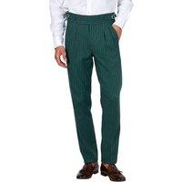 XPOSED Men's LLOYD Tapered Fit Linen Pinstripe Trousers in Green | Size: 38