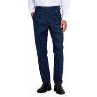 XPOSED Men's LLOYD Tapered Fit Linen Pinstripe Trousers in Navy | Size: 40