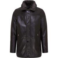 Infinity Leather Men's Mid-Length Warm Leather Trench Coat - Varkaus in Black | Size: 5XL