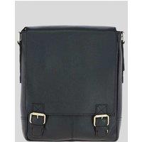 Ashwood Leather Men's Classic A4 Leather Flap-Over Messenger Bag in Black