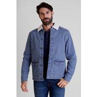 Enorsia Men's Borg Lined Denim Jacket in Mid Blue | Size: XL
