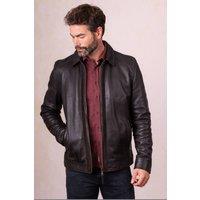 Lakeland Leather Men's 'Renwickton' Suede Trim Leather Jacket in Dark Brown | Size: 44