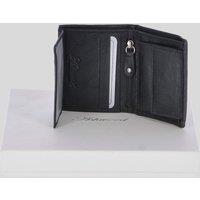 Ashwood Leather Men's Crumble 4-Card Leather Billfold Wallet with ID & Coin Pocket in Black