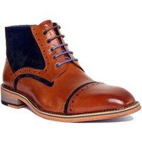 JUSTINREESS ENGLAND Men's 'Hi Dennis' Leather Ankle Boots in Brown | Size: 8