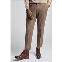 FARAH Men's Toffee Slim Fit Flannel Trousers in Brown | Size: 42R