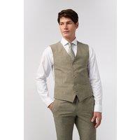 Alexandre Silver Label Men's Slim Fit Sage Linen Waistcoat in Green | Size: 42R
