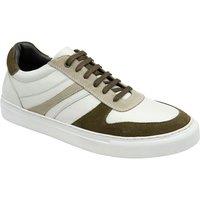 Frank Wright Men's White Khaki Leather 'Buck' Trainers | Size: 8