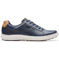 Clarks Men's Mapstone Lace Navy Leather Trainers, Lace Up in Blue | Size: 10-Standard Fit